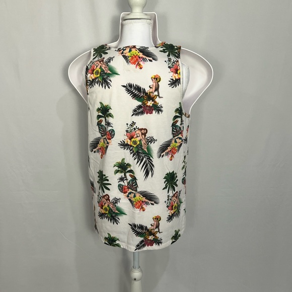 On the byas White Tropical Palm Print Tank Top - Picture 6 of 9